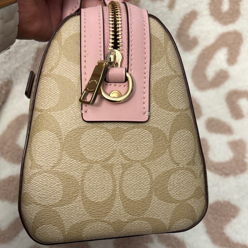 Coach Pink and Tan Rowan Satchel Bag - Picture 5 of 9